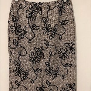 Talbots Wool Blend Floral Black and White Skirt